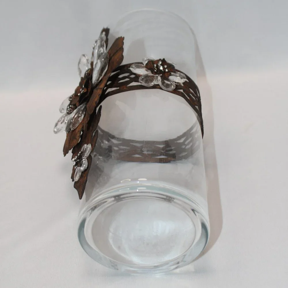 Feur de Lis Cooper and Plexiglass Floral Petal Large Vase